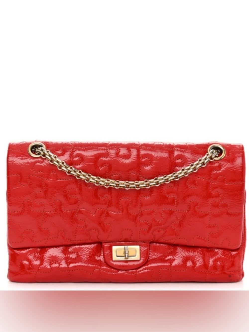 chanel classic flap reissue 2.55 red crackled patent special puzzle edition 226